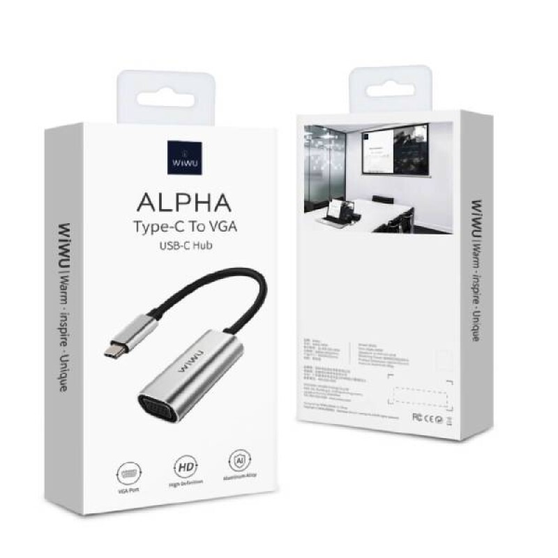 Wiwu Alpha USB-C to VGA Adapter (Grey)