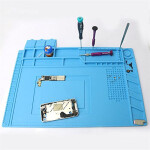 Yomanic Design 45x30cm Heat Insulation Silicone Pad Desk Mat Maintenance Platform for BGA Soldering Repair Station with Magnetic Section Fix Tool
