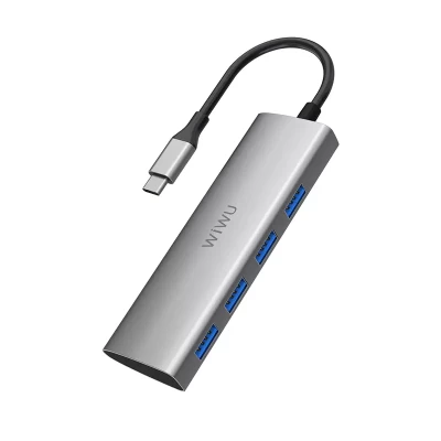 WiWU Alpha A440 4-in-1 USB Type-C Hub Gray