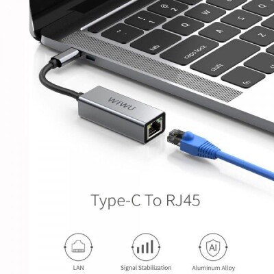 WIWU Alpha RJ45 Type-C to Ethernet LAN USB C Hub for MacBook Air Pro